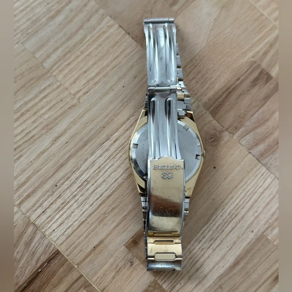 Seiko SQ Rare Vintage Men’s Watch Gold Dial Case Bracelet Hands New Crystal